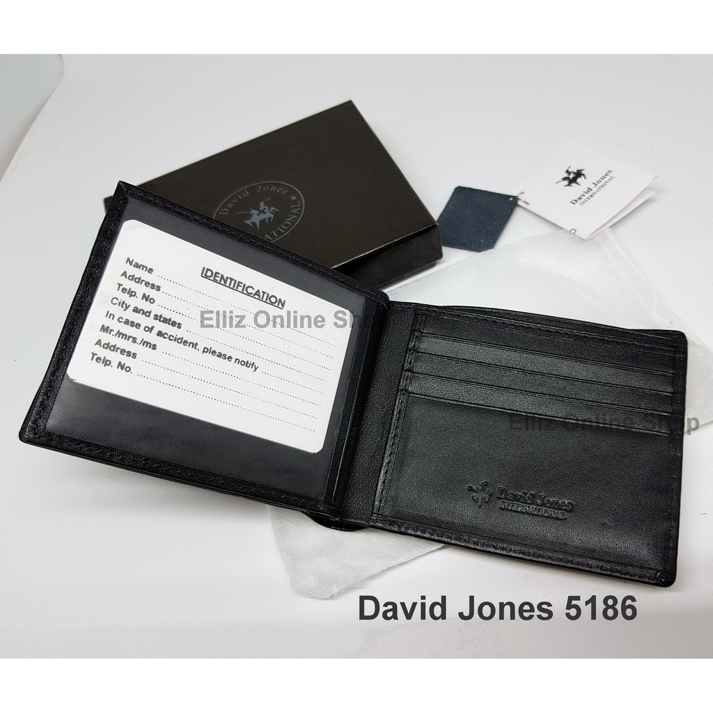 Dompet Pria David Jones 5186 Black - Kulit Import - 16 Kartu