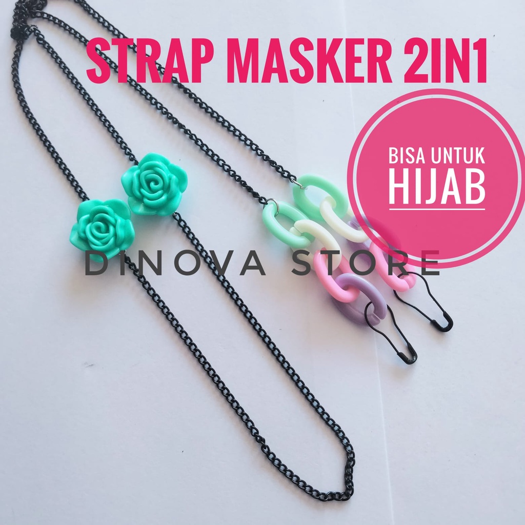 strap masker 2in1 fallin rantai pastel/konektor masker 2in1/strap masker hijab