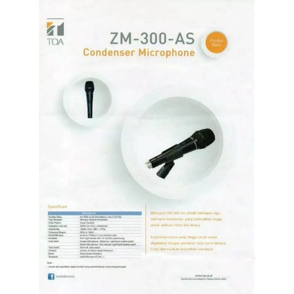 Mic Toa Condenser ZM-300-AS Original