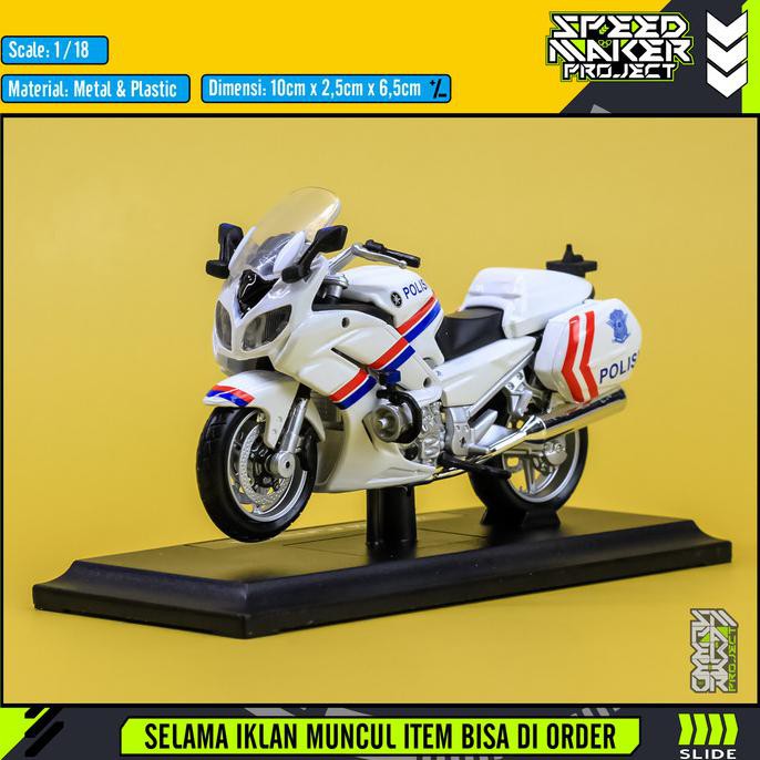 Silahkan Order] Maisto Yamaha Fjr1300A Custom Polisi Indonesia Diecast Motor 1/18