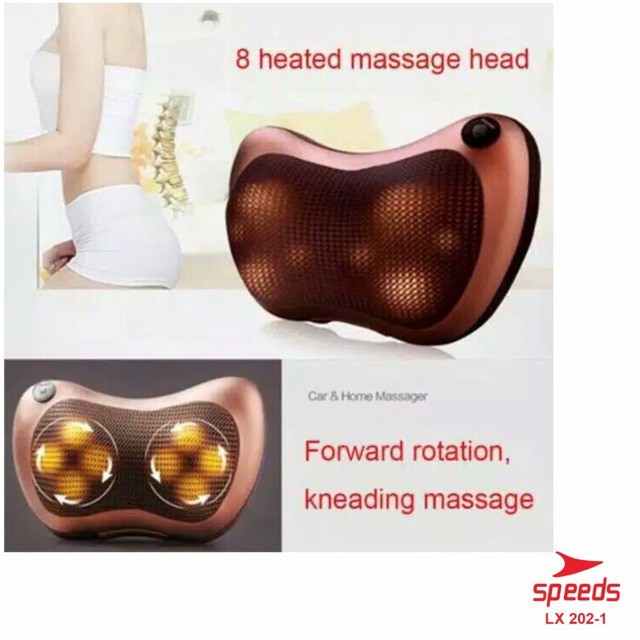 Massager Bantal pijat massage pillow mobil Bantal Pijat Leher Punggung Portable 2 Button 1 Tombol 202 RUOKEY Alat Pijit Shiatsu 8 Roller