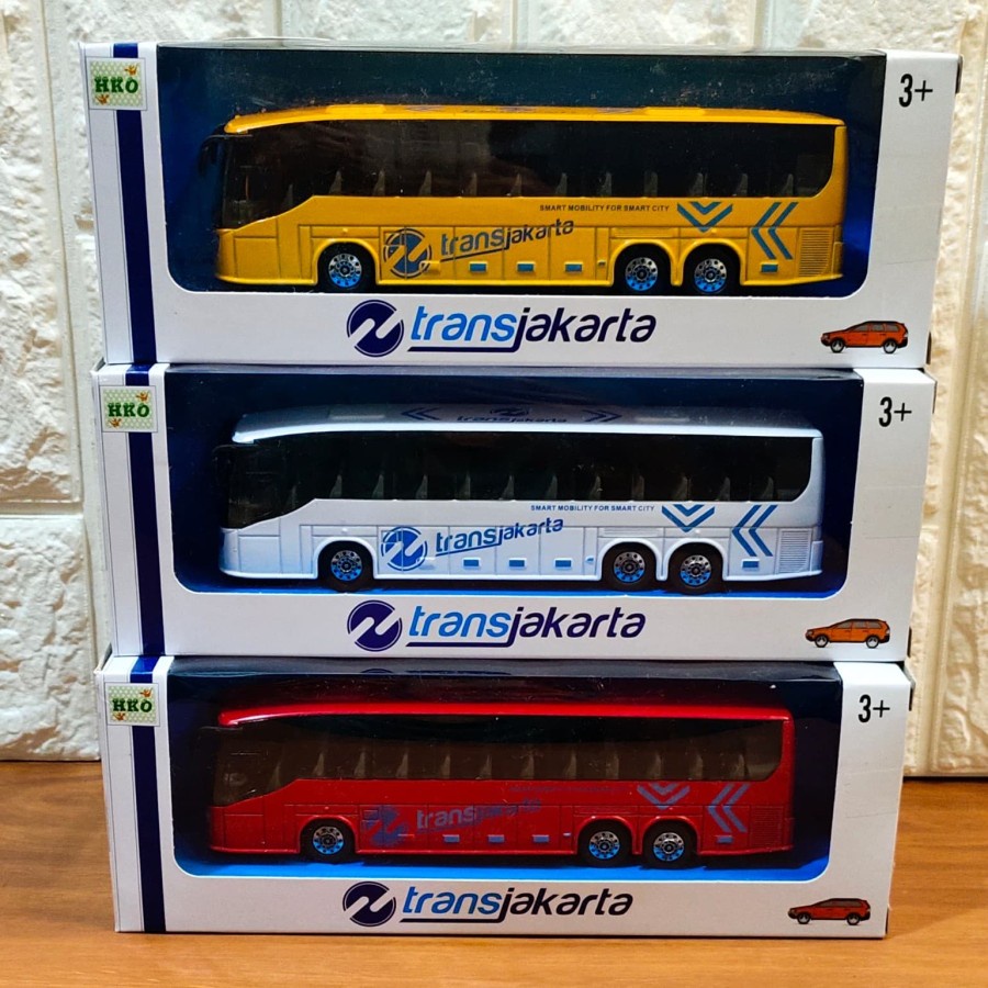 Diecast Transjakarta Bus Miniatur Material Besi  -Bis Transjakarta ada Lampu