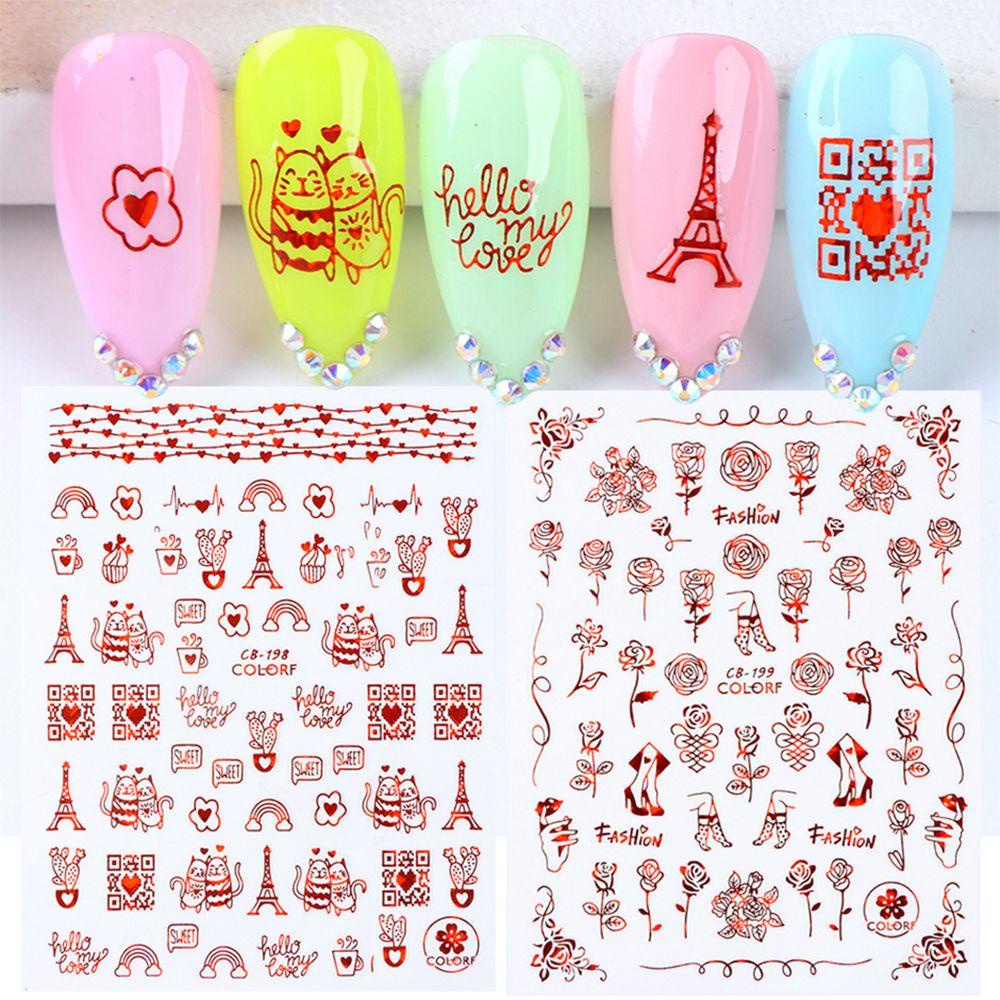 Stiker Kuku Motif Wajah Abstrak Untuk Dekorasi Nail Art