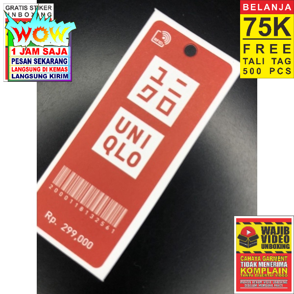 

UNIQLO TAG HANGTAG READY PESAN SEKARANG DI KEMAS LANGSUNG DI KIRIM YA MINIMAL ORDER 600 PCS
