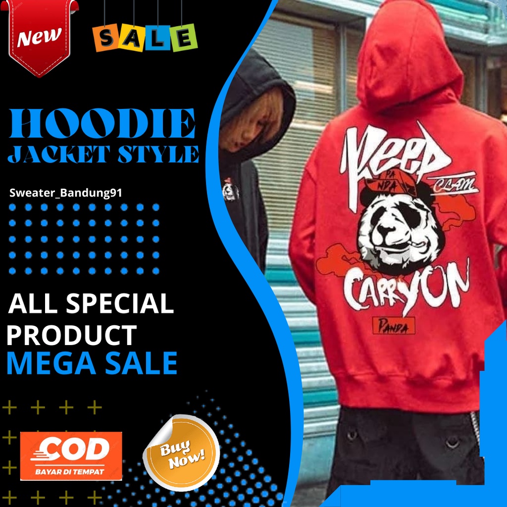 Atasan jaket Hoodie Carryon Panda pria wanita