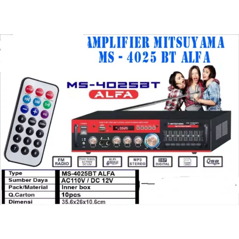 Powerr Amplifier Bluetooth ALFA Karaoke EQ MITSUYAMA MS-4025BT ALFA