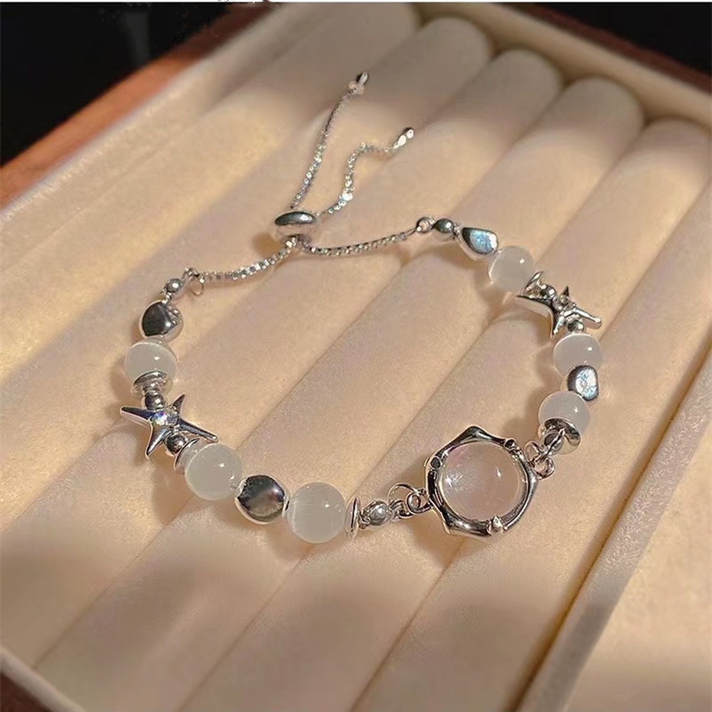 Gelang Tangan Rantai Adjustable Aksen Bintangbatu Opal Untuk Unisexpriawanita