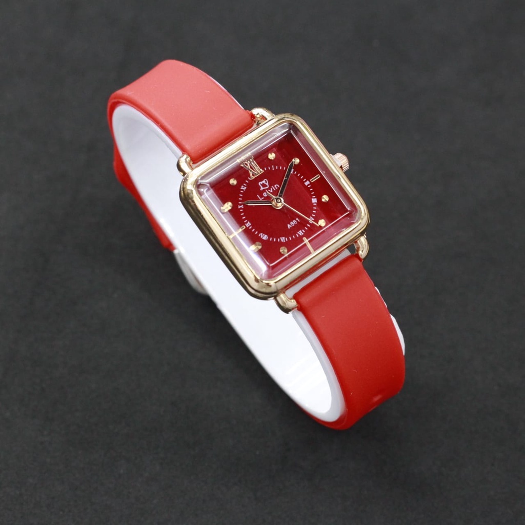 JAM TANGAN WANITA FASHION LEIVIN LEVIN TLAI RUBBER WARNA ANALOG