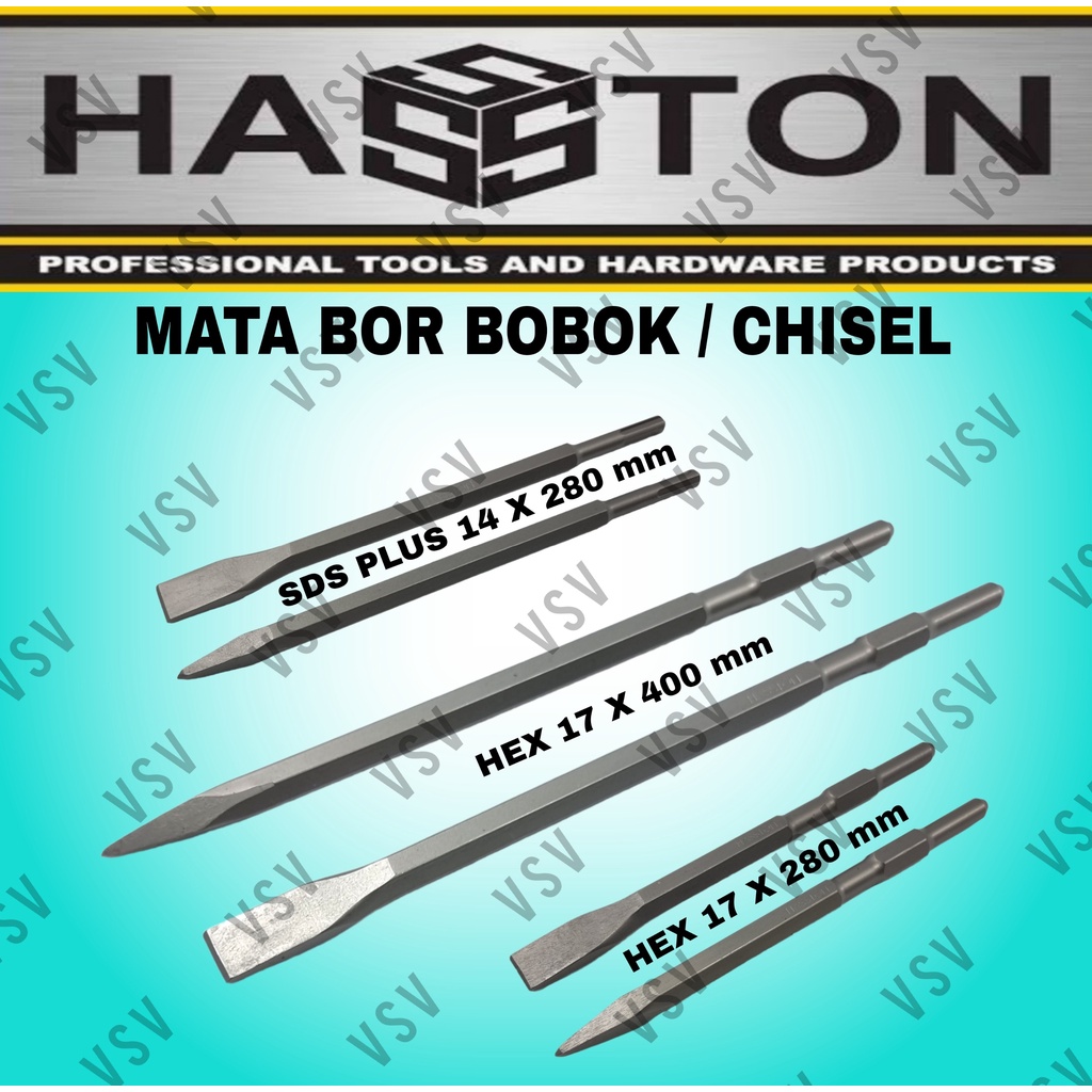 HASSTON Mata Bor Bobok Chisel Pahat Tembok Beton Hex 17x400 Untuk Demolition Hammer