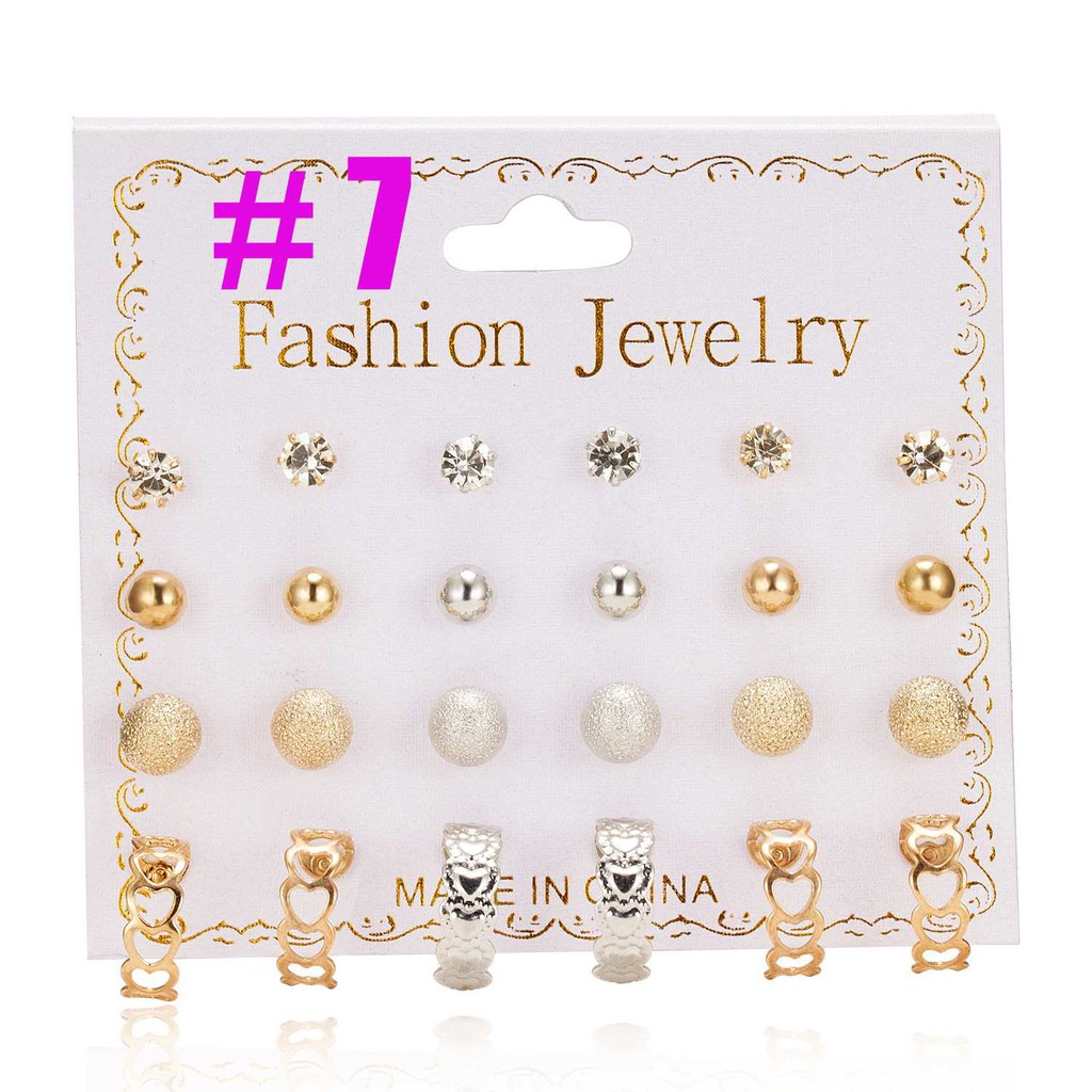 MORYMOSHI A67 Anting Tusuk 12 set in 1 Fashion Wanita Korea Murah