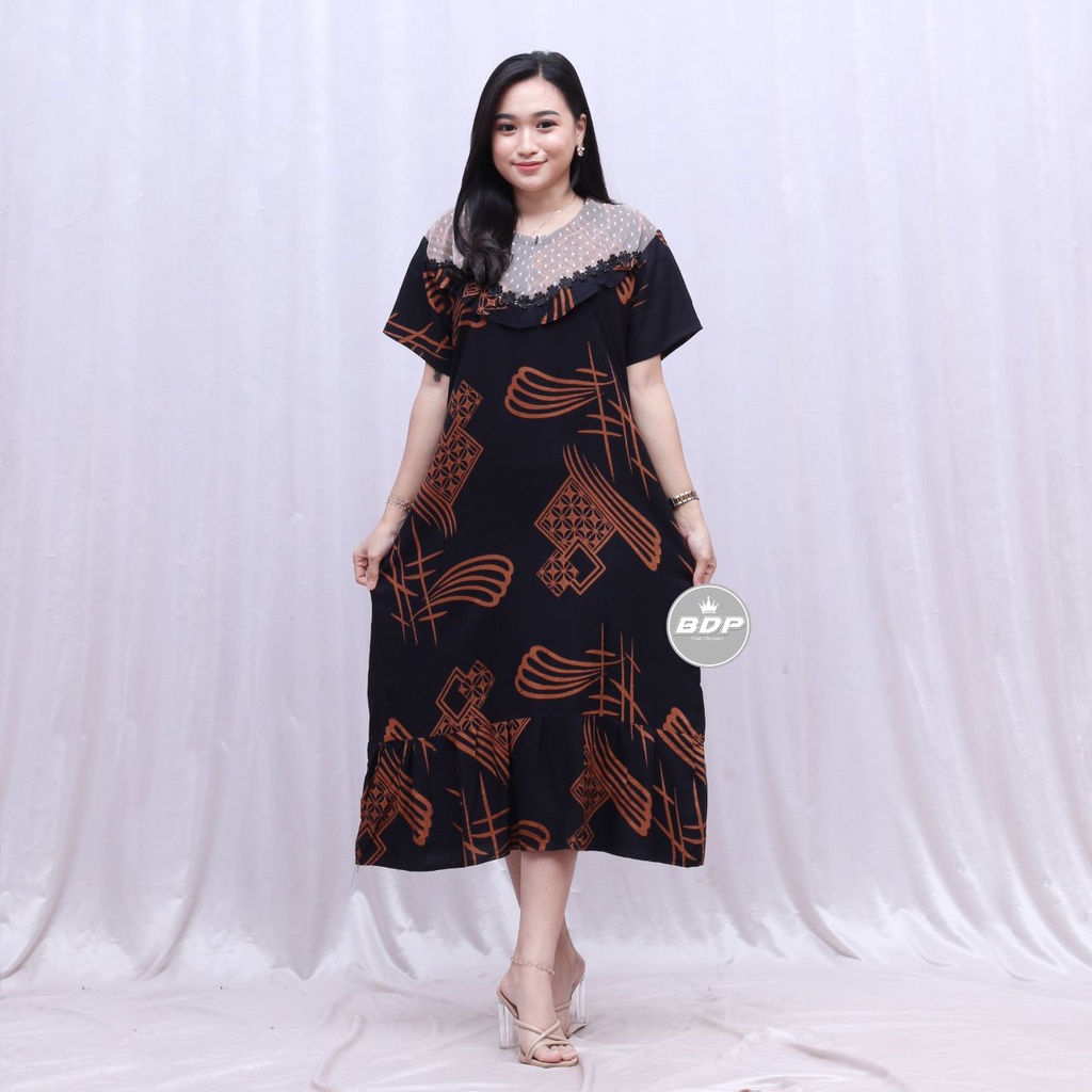 Temukan DASTER ARAB ZEEMA | RAYON SUPER GRADE A | RESLETING DEPAN BUSUI | RENDA MILO-Dina hitam