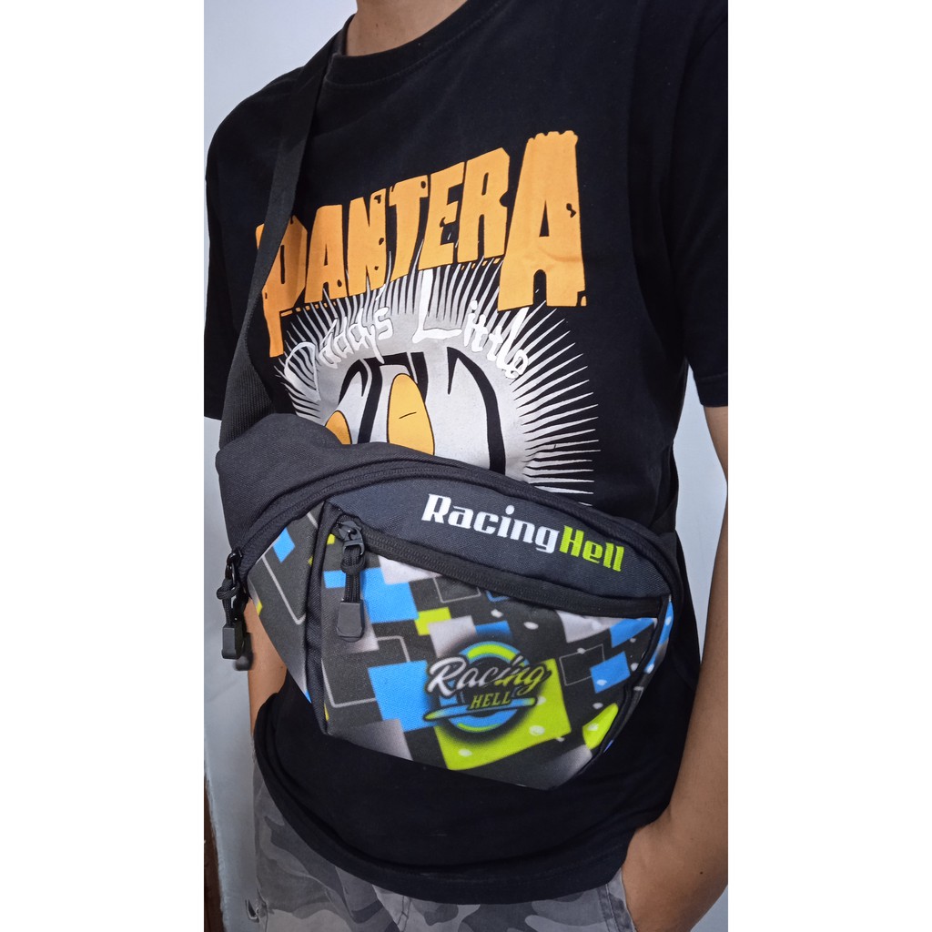 Racing Hell. Tas pria / tas selempang / tas bahu / slingbag / tas pinggang pria / tas pinggang / wai