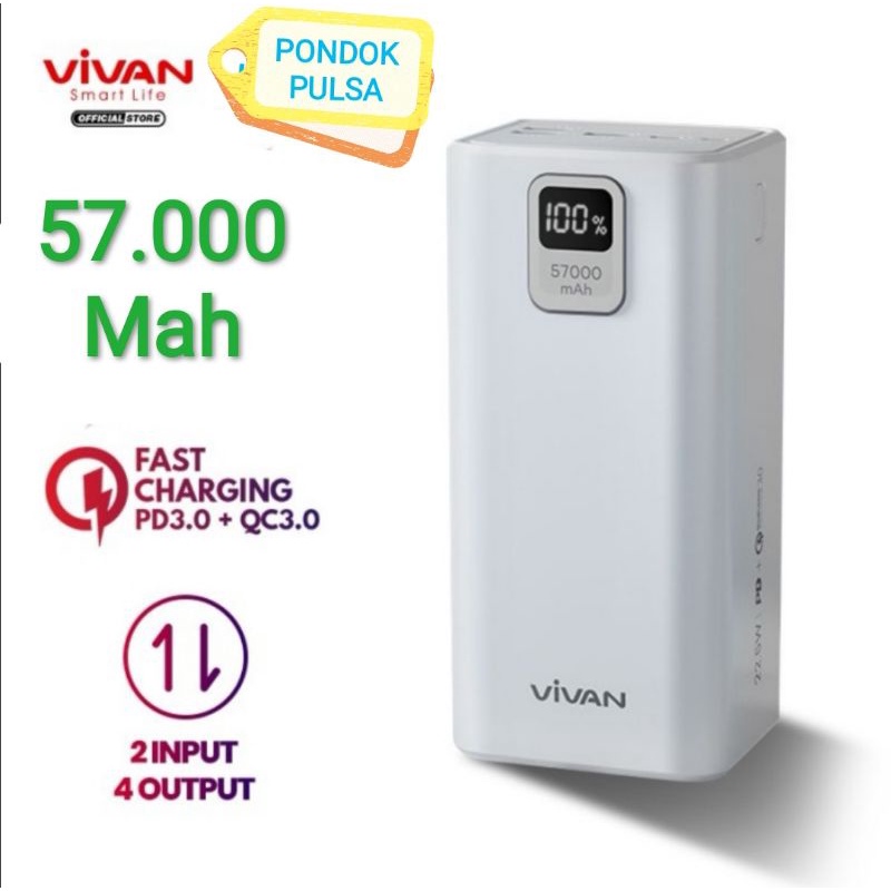 Power Bank VIVAN VPB-B60 57000Mah 22,5W Power Delivery Quick Charging