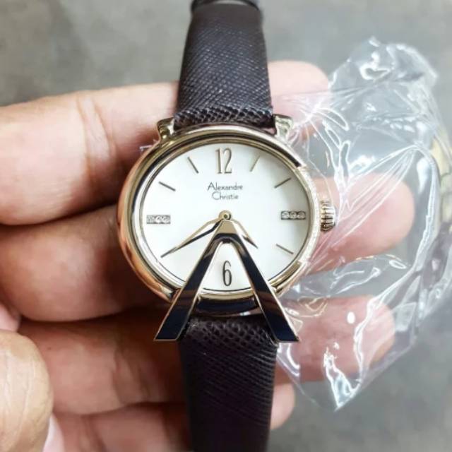 Alexandre christie original Ac2703 kulit brown rosegold jamtangan wanita