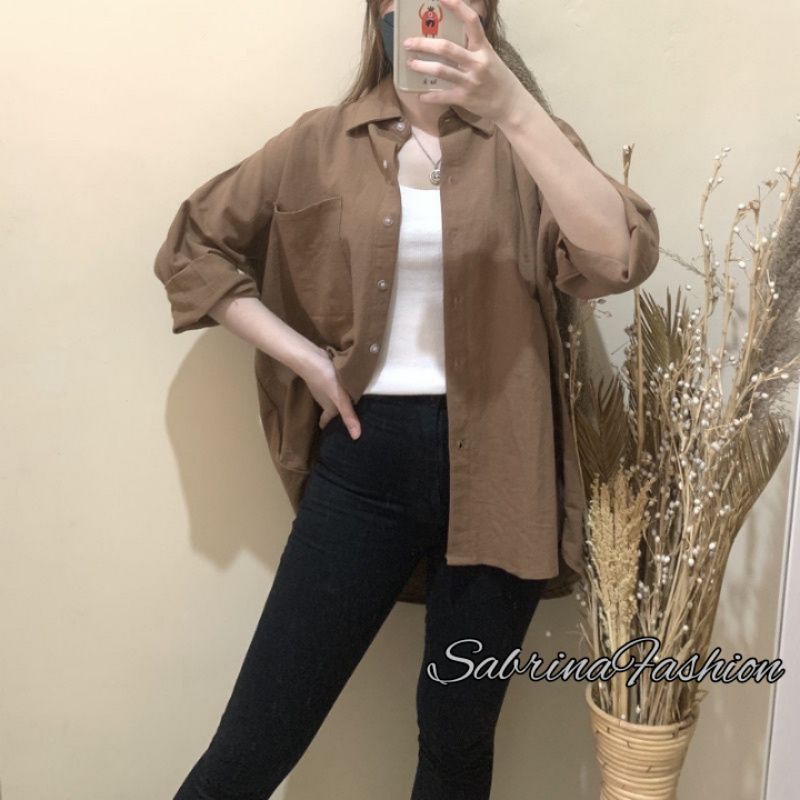 Kemeja Oversize Wanita | Kemeja Linen Olivia Shirt