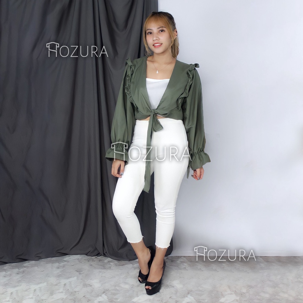 HOZURA - Outer Wanita Gracia - Luaran Wanita - Blouse Outer Wanita - Felecia Basic Outer Atasan Wanita - Kardigan Premium - Cardigan Korea Model Terbaru Murah - Outer Cardigan Wanita Bahan Moscrepe - Korean Style - Baju atasan Mewah COD Gratis Ongkir