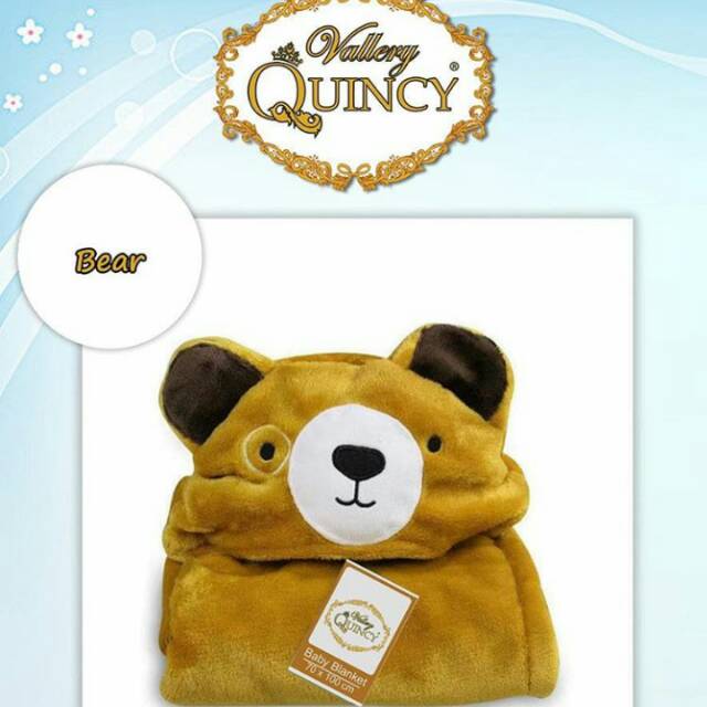 Selimut topi bayi vallery Quincy motif bear