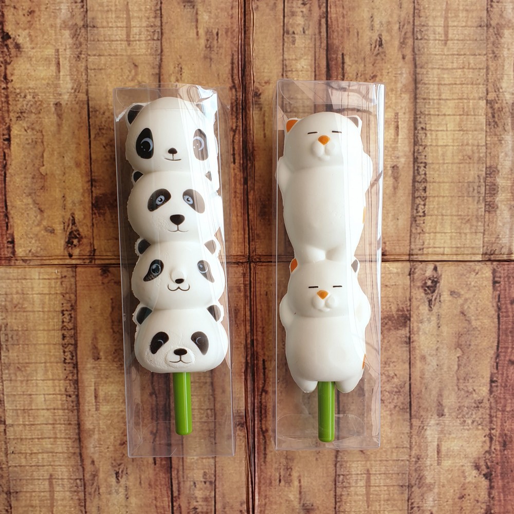 Pen Gel Squishy - Pulpen - Ballpoint Gel Squishy Lucu - Pen Motif Panda Dolls and Lazy Cat