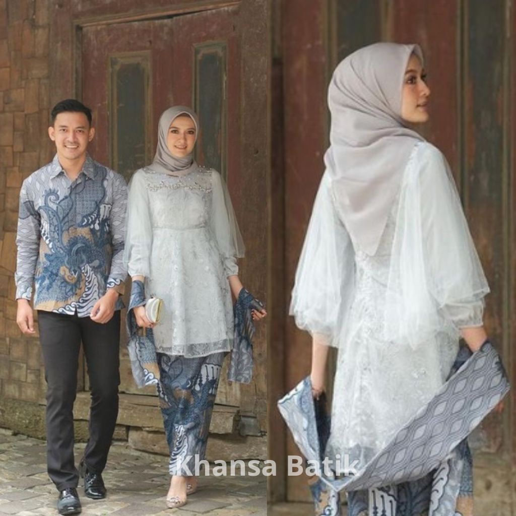 KHANSABATIK READY JUMBO!!! SET KEBAYA COUPLE MODERN BAJU BATIK KEBAYA TUNIK WISUDA COUPLE KEBAYA TUNANGAN KONDANGAN LAMARAN TERBARU FASHION MUSLIM WANITA DEWASA REMAJA TERMURAH KEBAYA FULL FURING VELVET PREMIUM MIX BROKAT TILLE MUTIARA FREE SELENDANG