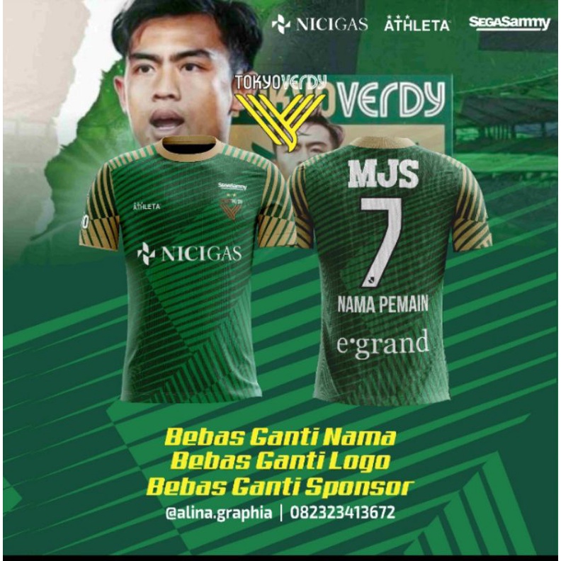 Jersey Tokyo Verdy Baju Kaos Club Jepang J League Pratama Arhan Free Ganti Nama Logo Sponsor