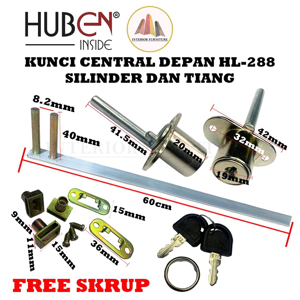 Kunci Laci Sentral Central DEPAN Huben kunci laci meja kantor HL 288 silinder dan tiang 60cm