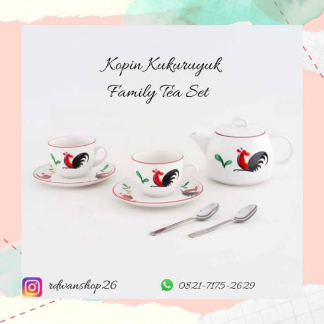 Kopin Kukuruyuk Family Tea Set/ Set Gelas Ayam/Set gelas mewah/Set gelas Murah/set gelas unik