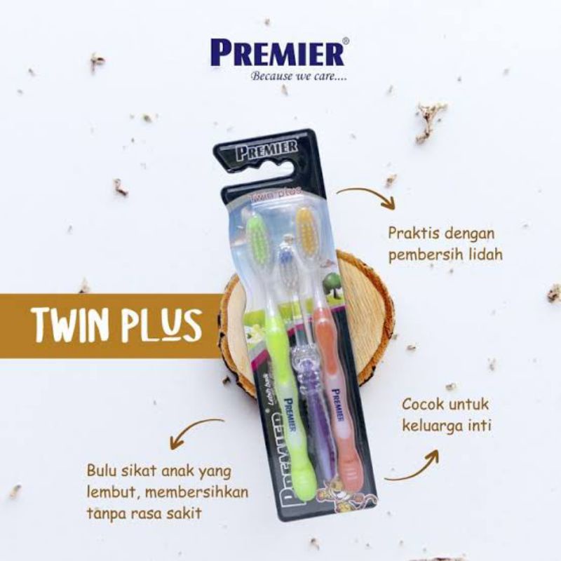 Premier Twin Plus Sikat Gigi Soft isi 3