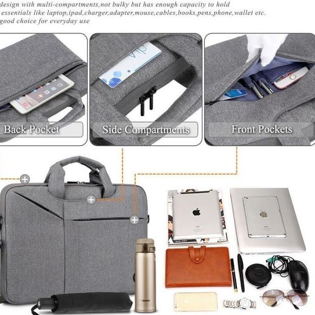 Tas Laptop Selempang Slim Messenger Bag 14 inch - grey