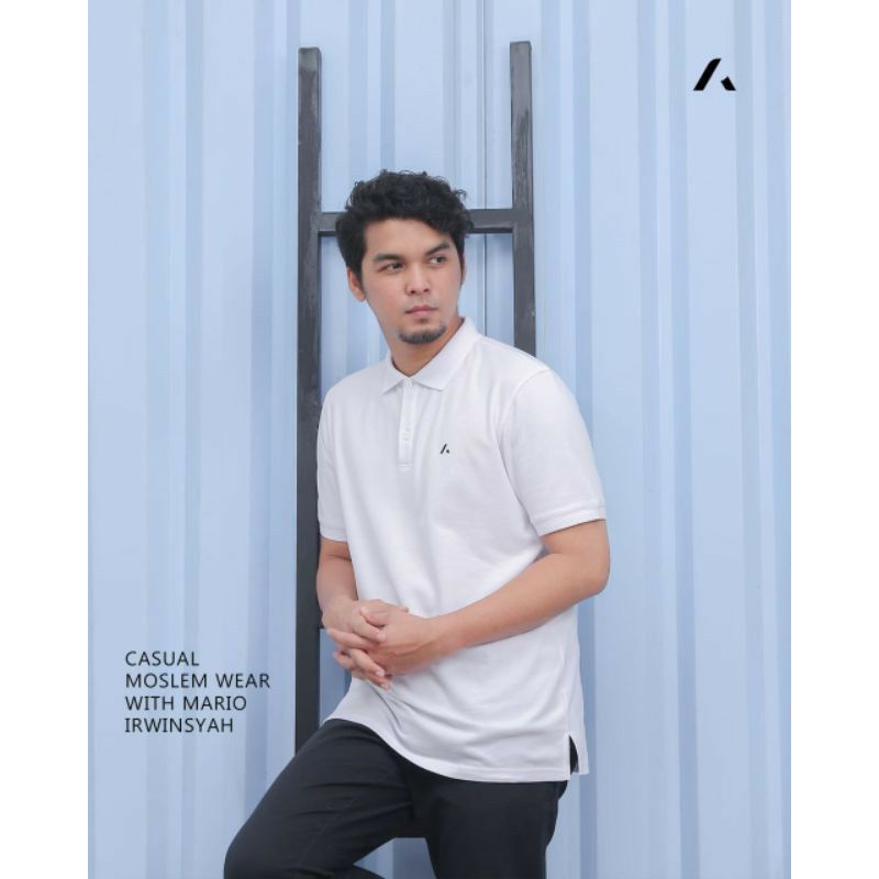 Farhan Polo T-shirt White ORI Arfan/Kaos Polo Putih Krah