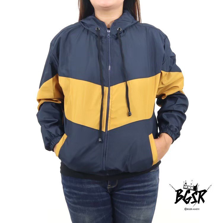 Jaket Parasut Cewe Anti Air/Jaket Outdoor Waterproof Kombinasi BGSR/Jaket Olahraga Parasit Wanita