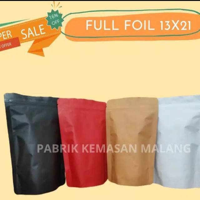 

kemasan stand pouch alumunium foil 13x21