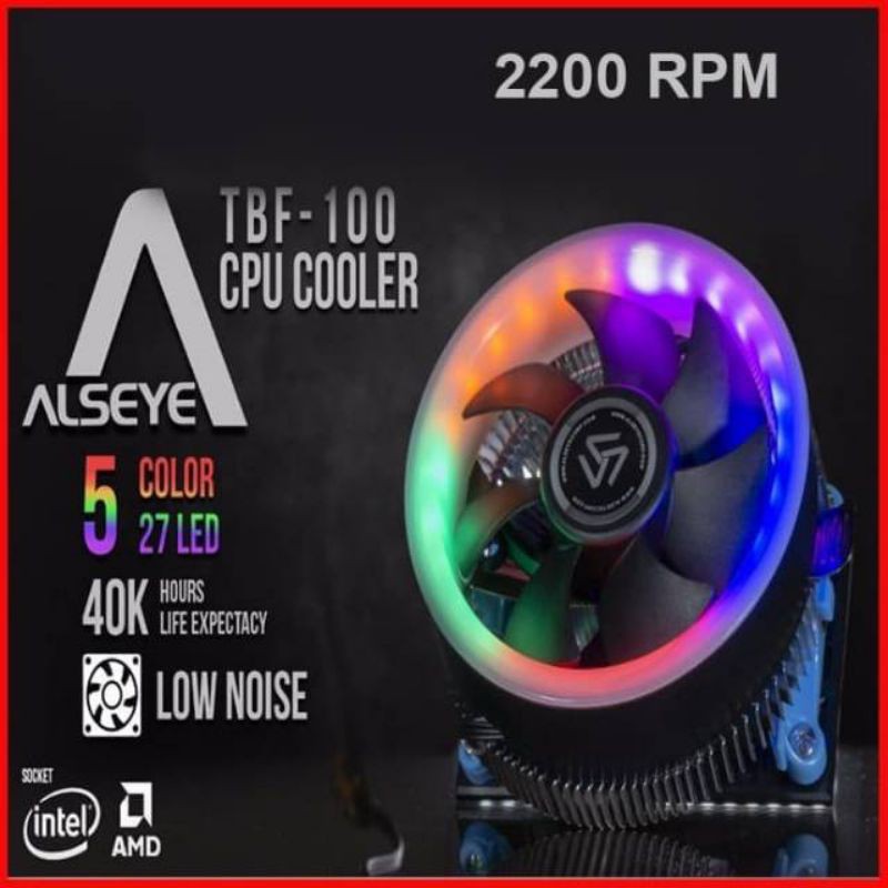 ALSEYE TBF 100 LUNA - CPU FAN COOLER SUPPORT INTEL &amp; AMD KIPAS LED