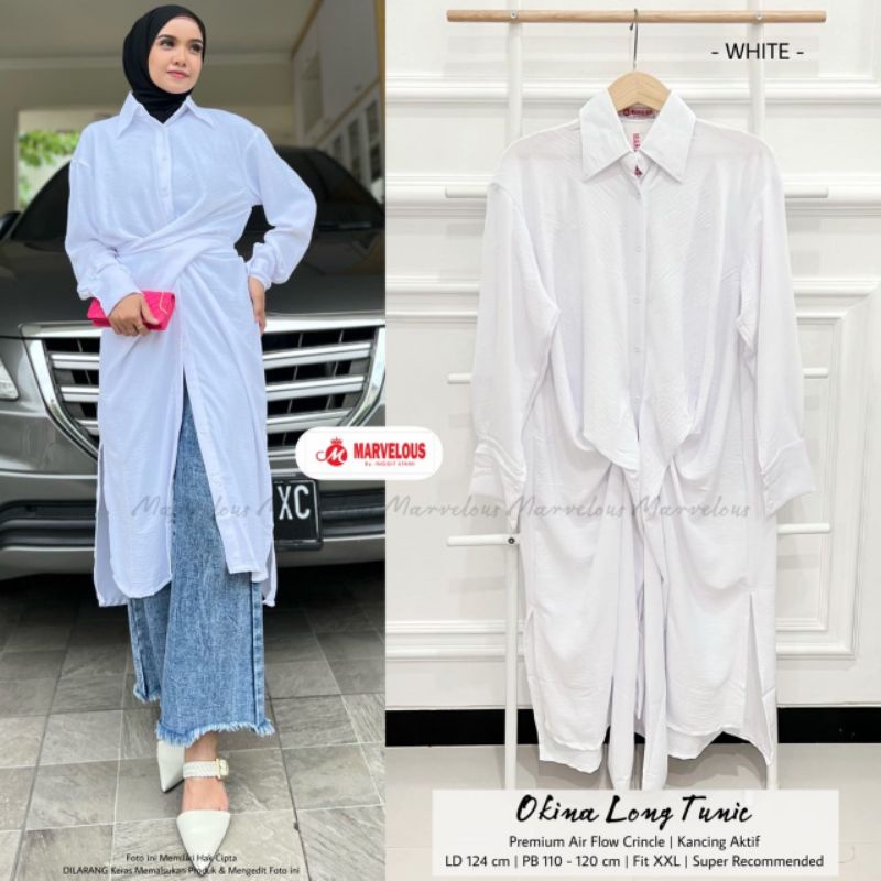 OKINA LONG TUNIK / TUNIK POLOS WANITA MUSLIMAH / Premium airflow import BY MARVELOUS