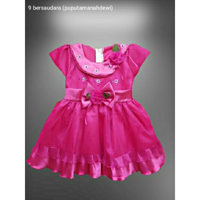 GAUN PRINCESS BABY/ DRESS PESTA spoil dress (bunga leher)