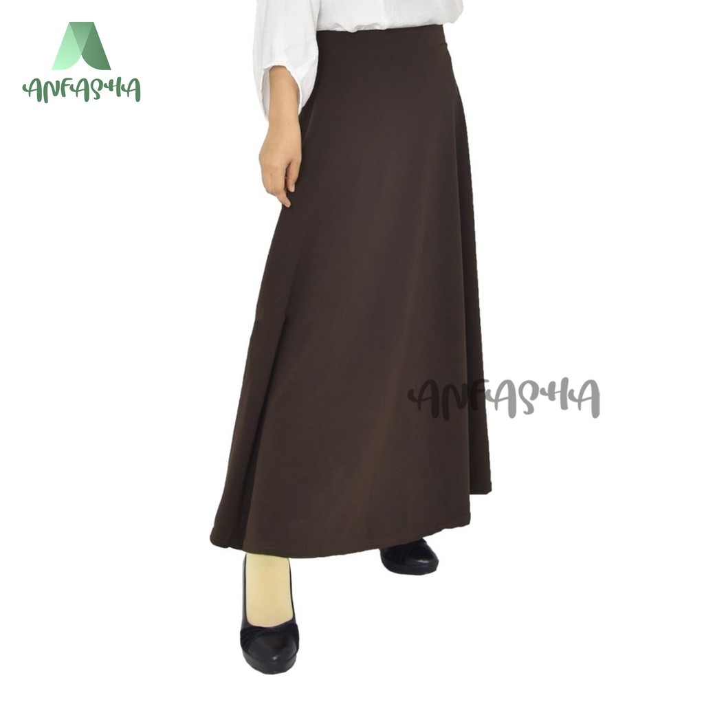 ROK WAFFLE LEBAR = Rok waffle  lebar payung premium basic mode material waffle crap BY TOKO ANFASHA-COKLAT