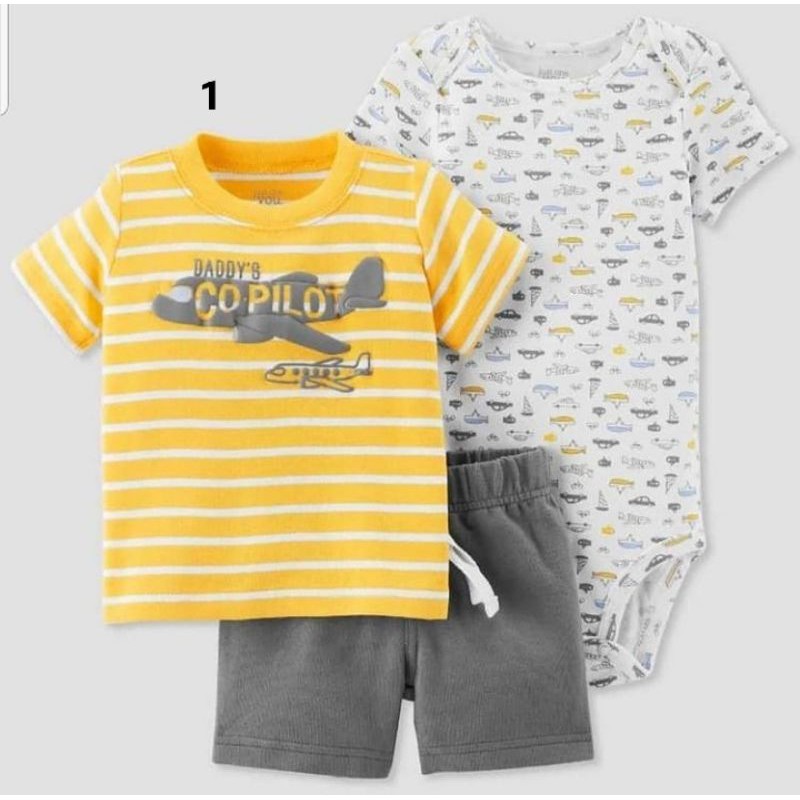 Set 3in1 baju bayi, set Jumper bayi, set tee Baju bayi, baju bayi lucu import