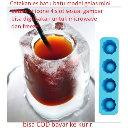 Cetakan es batu batu model gelas mini bahan silicone 4 slot sesuai gambar bisa digunakan untuk micro