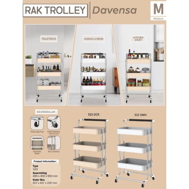 Trolley instrumen troli instrumen meja instrumen troly barang trolley Troli Makanan Troli Barang Troli Serbaguna Troli Naiba Davensa Original