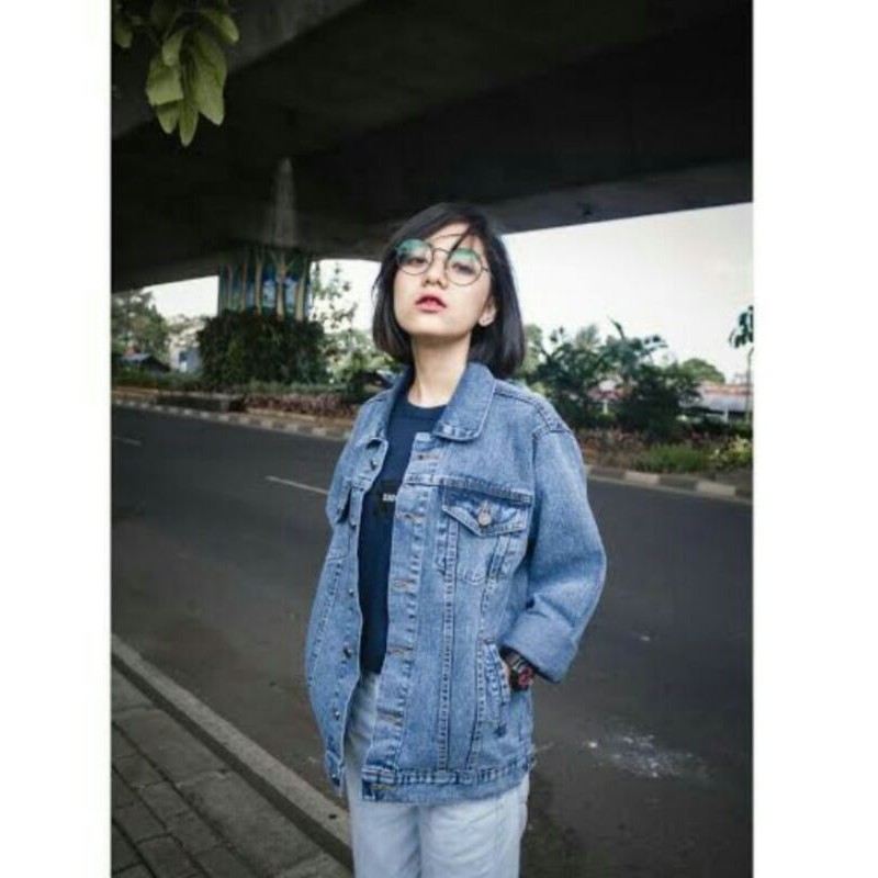 Jaket jeans wanita snow blue