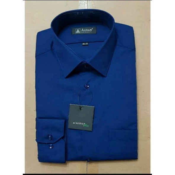 Kemeja Alisan kode B7(navy) lengan panjang reguler size:14,5-16