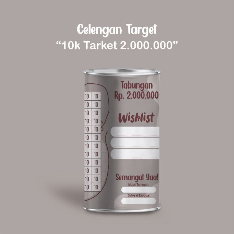 CELENGAN TARGET MURAH CELENGAN VIRAL CELENGAN TIKTOK TABUNGAN BUKA TUTUP ( MEDIUM 10 RIBU TARGET 2 J