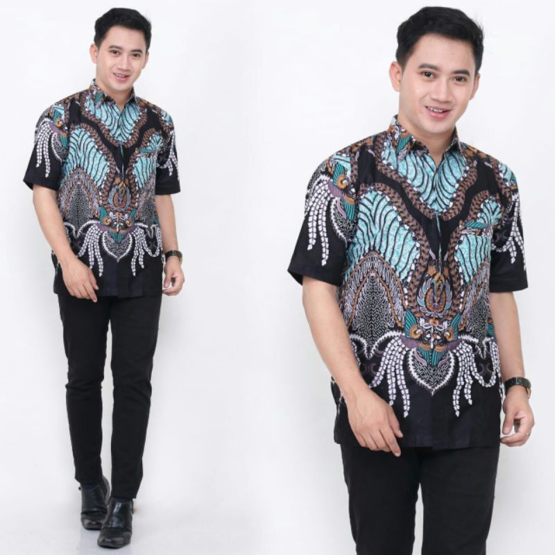 PROMO BATIK COUPLE KELUARGA SARIMBIT sania ruffle batik ori ndoro jowi motif MADU HIJAU-KEMEJA PENDEK