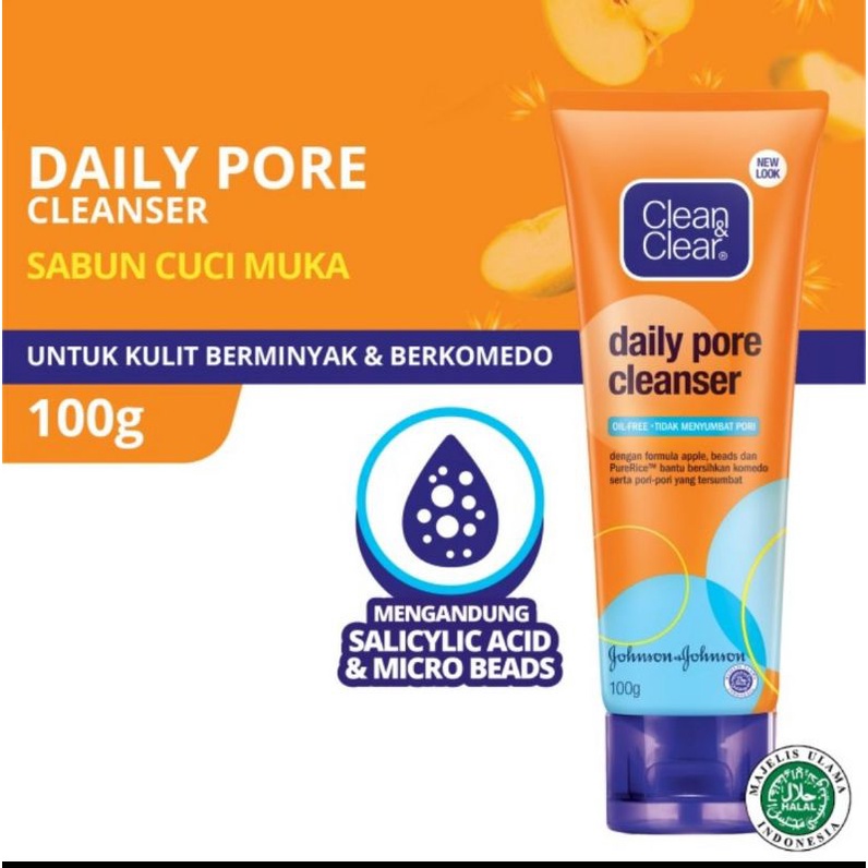 CLEAN&CLEAR Sabun Cuci Muka Pembersih Komedo Daily Pore Cleanser 100 gr