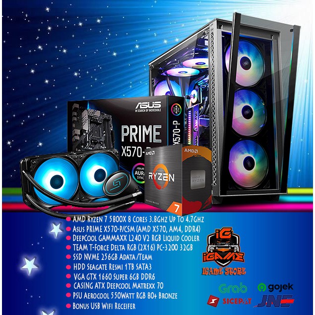 NEW PC GAMING AMD Ryzen 7 5800X/GTX 1660 6GB/DDR4 16GB/NVME/HDD MANTULLL GAN