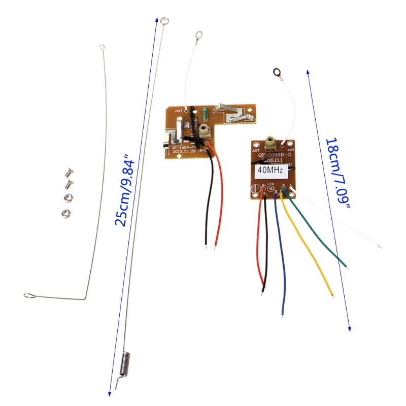 4CH 40MHz Remote Transmitter &amp; Receiver Board dengan Antena untuk Robot Mobil RC DIY