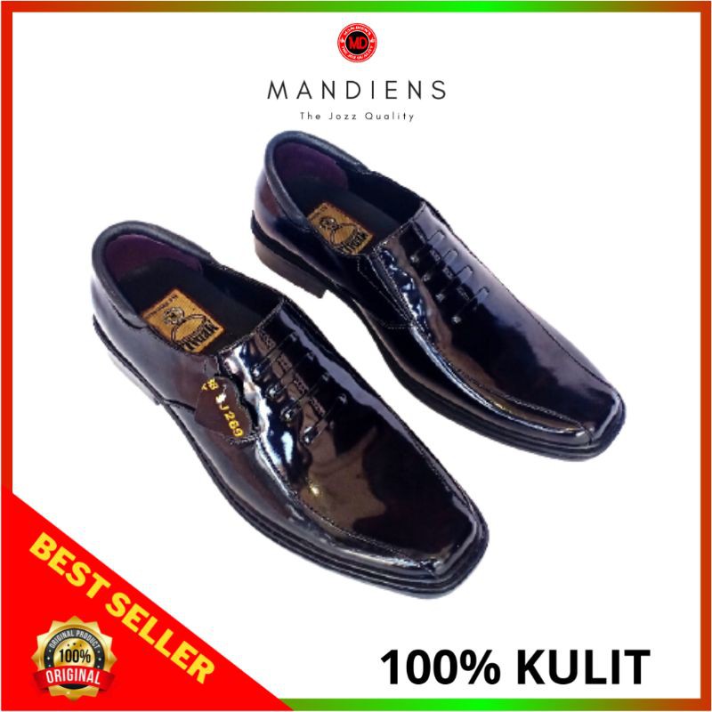 MANDIENS PDH SJ269-Lux Sepatu Kulit Sapi Kilap  PDH TNI POLRI Original MEDALI Export Quality