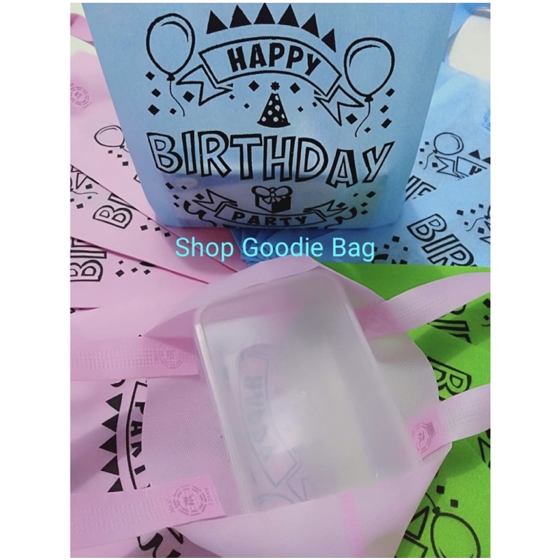 Tas Goodie Bag Ulang Tahun Handle Lipat Samping 25x35x8 70gsm - Tas Spundbond Ultah- Tas Kain Motif-2