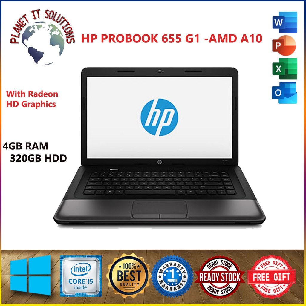 HP PROBOOK 655-G1 AMD  A10-5750M With Radeon HD Grraphics  4GB RAM - 320GB HDD