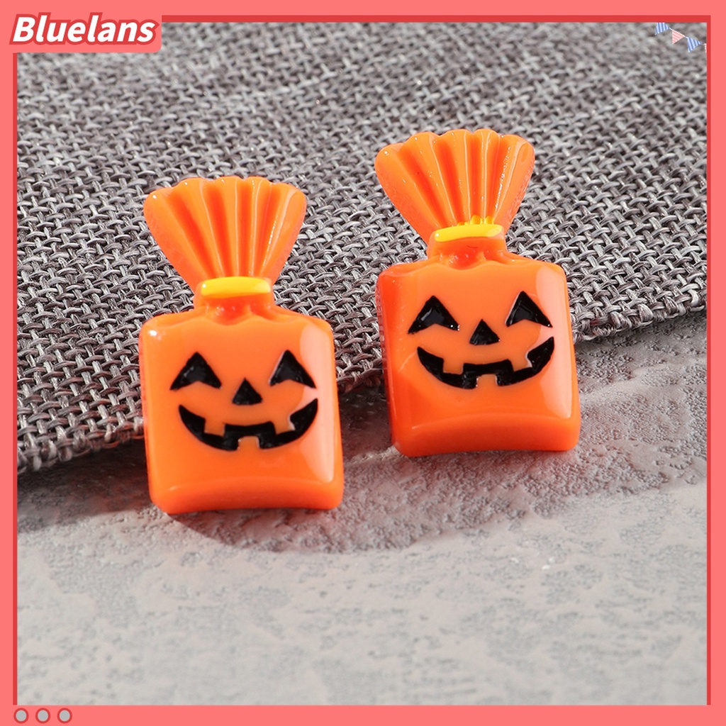 1 Pasang Anting Stud Bentuk Labu Halloween Bahan Plastik Untuk Pesta