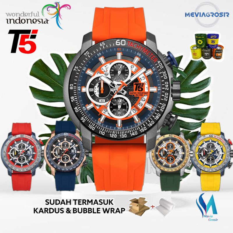 JAM TANGAN PRIA T5 ORIGINAL 100% 3921 H3921 H 3921 H3921G CHRONOGRAPH WATERPROOF 3ATM BERGARANSI FRE